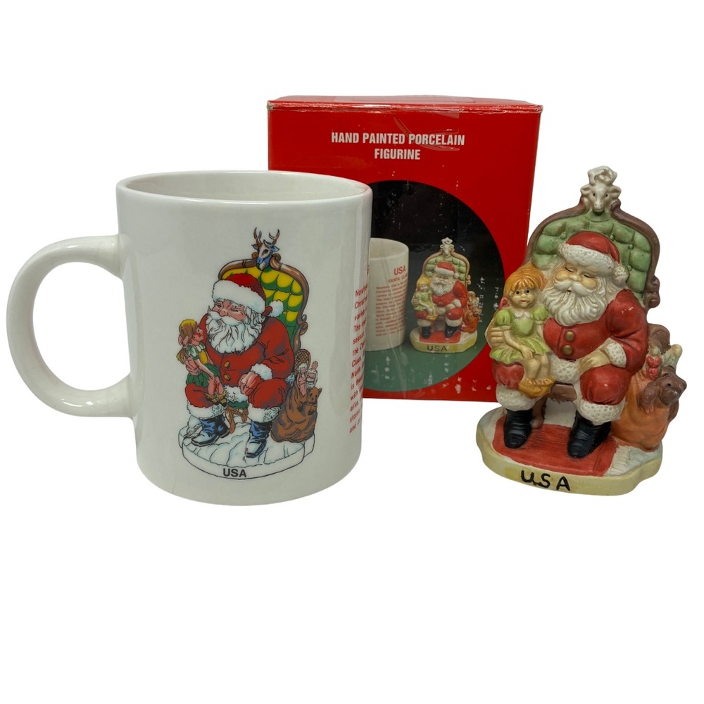 Santa’s of the Nations USA Mug & Figurine Santa Claus Christmas Traditions ‘91